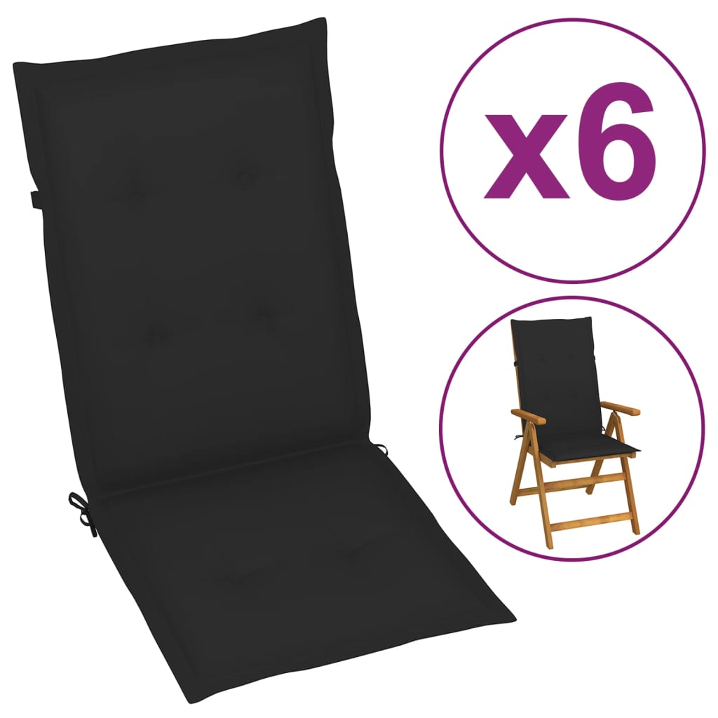 Perne scaun de grădină, 6 buc., negru, 120x50x3 cm Lando - Lando