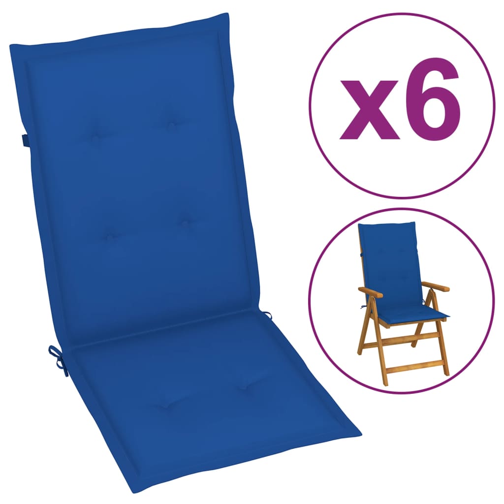 Perne scaun de grădină, 6 buc., albastru regal, 120x50x3 cm Lando - Lando