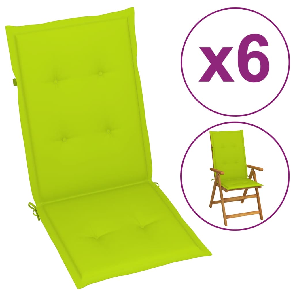 Perne scaun de grădină, 6 buc., verde aprins, 120x50x3 cm Lando - Lando