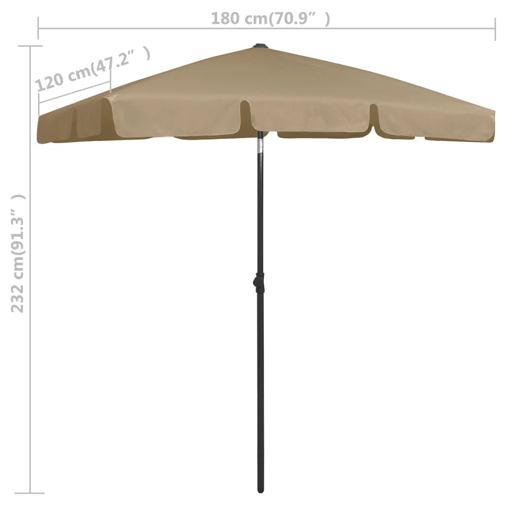 Umbrelă de plajă, gri taupe, 180x120 cm Lando - Lando