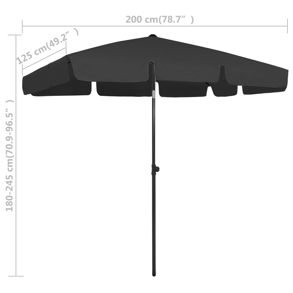 Umbrelă de plajă, negru, 200x125 cm Lando - Lando