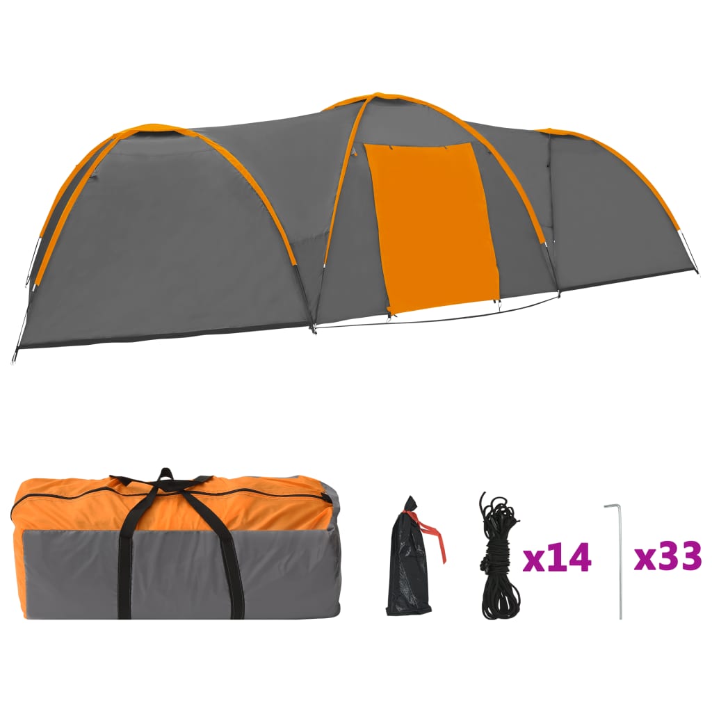 Cort camping tip iglu, 8 pers., gri/portocaliu, 650x240x190 cm Lando - Lando