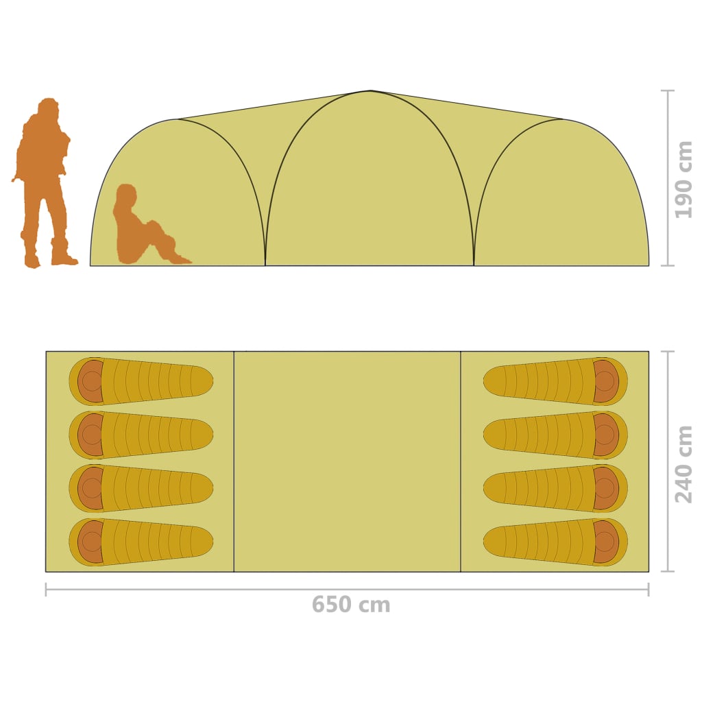 Cort camping tip iglu, 8 pers., gri/portocaliu, 650x240x190 cm Lando - Lando