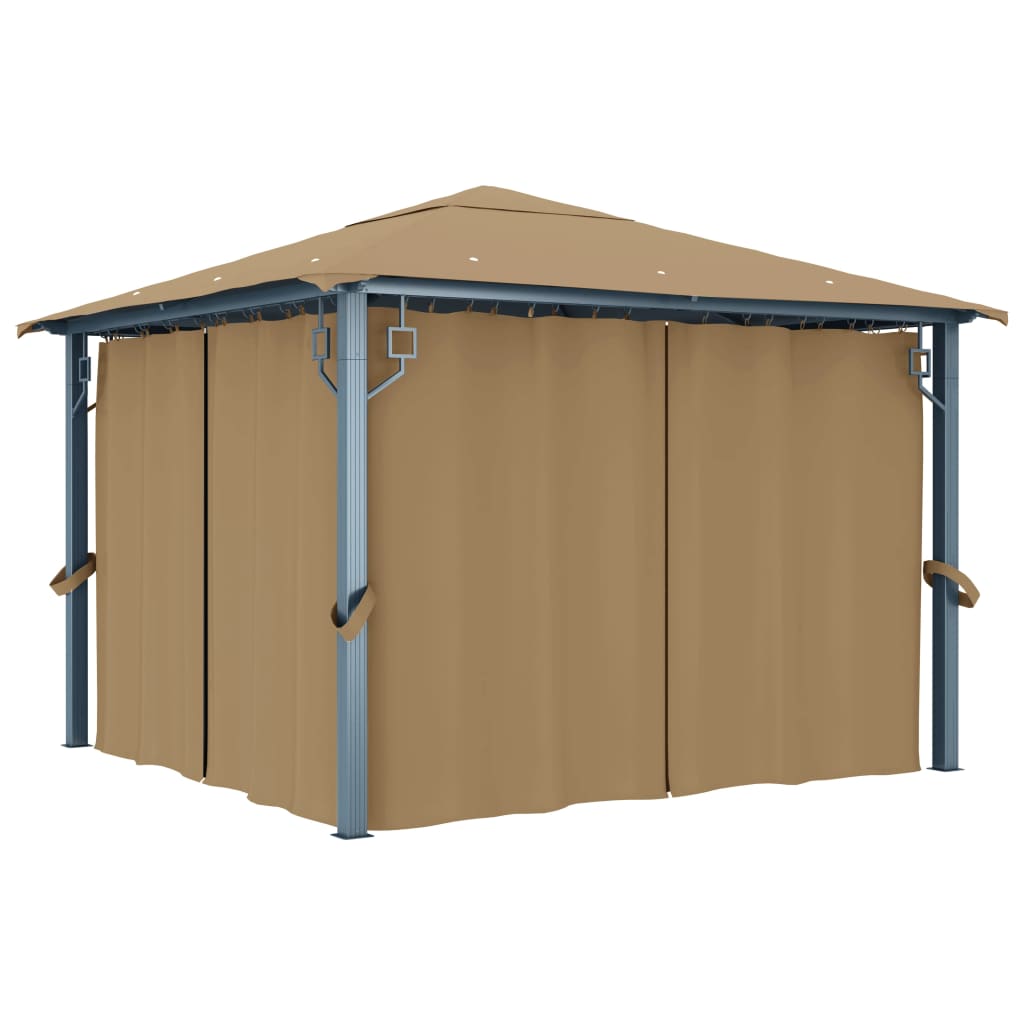 Pavilion cu perdele, gri taupe, 300 x 300 cm, aluminiu Lando - Lando