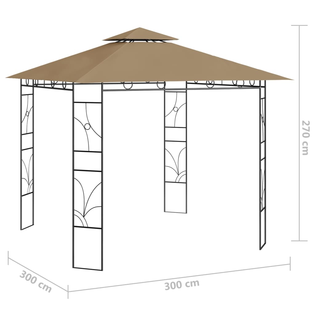 Pavilion, gri taupe, 3x3x2,7 m, 160 g/m² - Lando