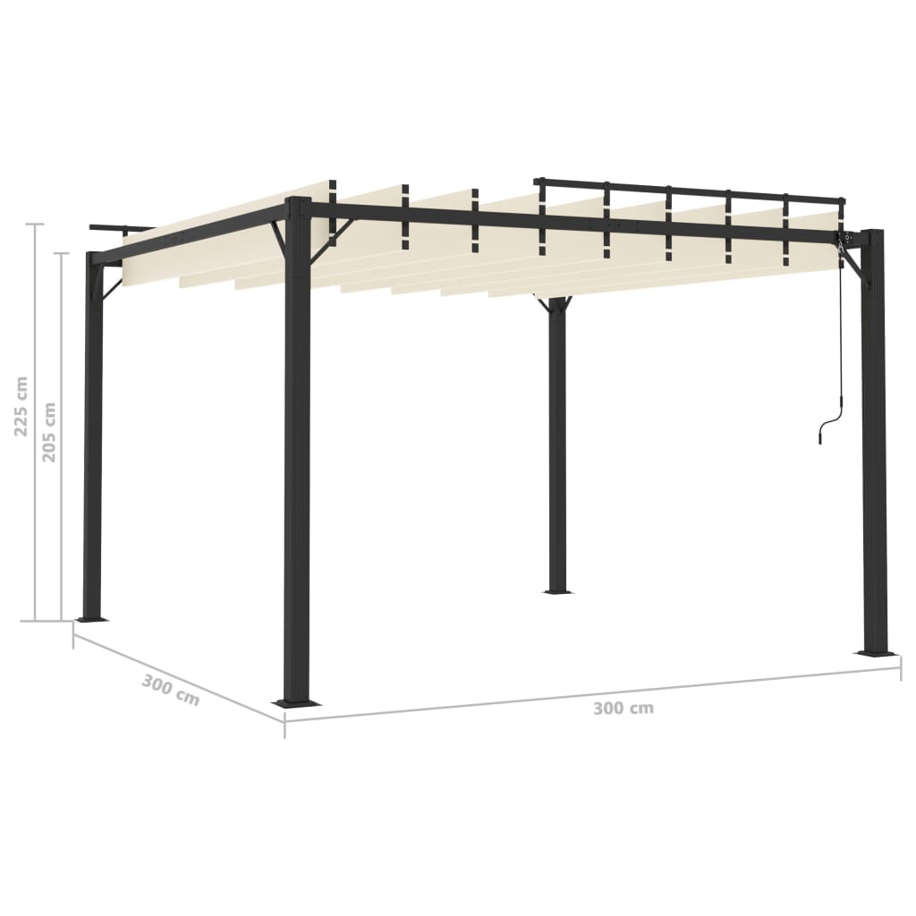 Pavilion cu acoperiș jaluzea, crem, 3x3 m, țesătură/aluminiu Lando - Lando