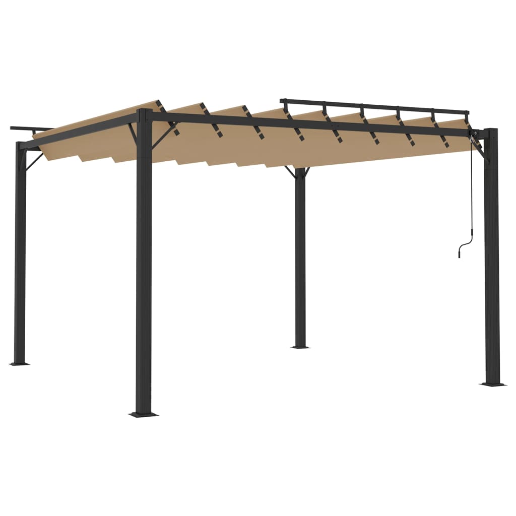 Pavilion cu acoperiș jaluzea gri taupe 3x3 m țesătură&aluminiu Lando - Lando