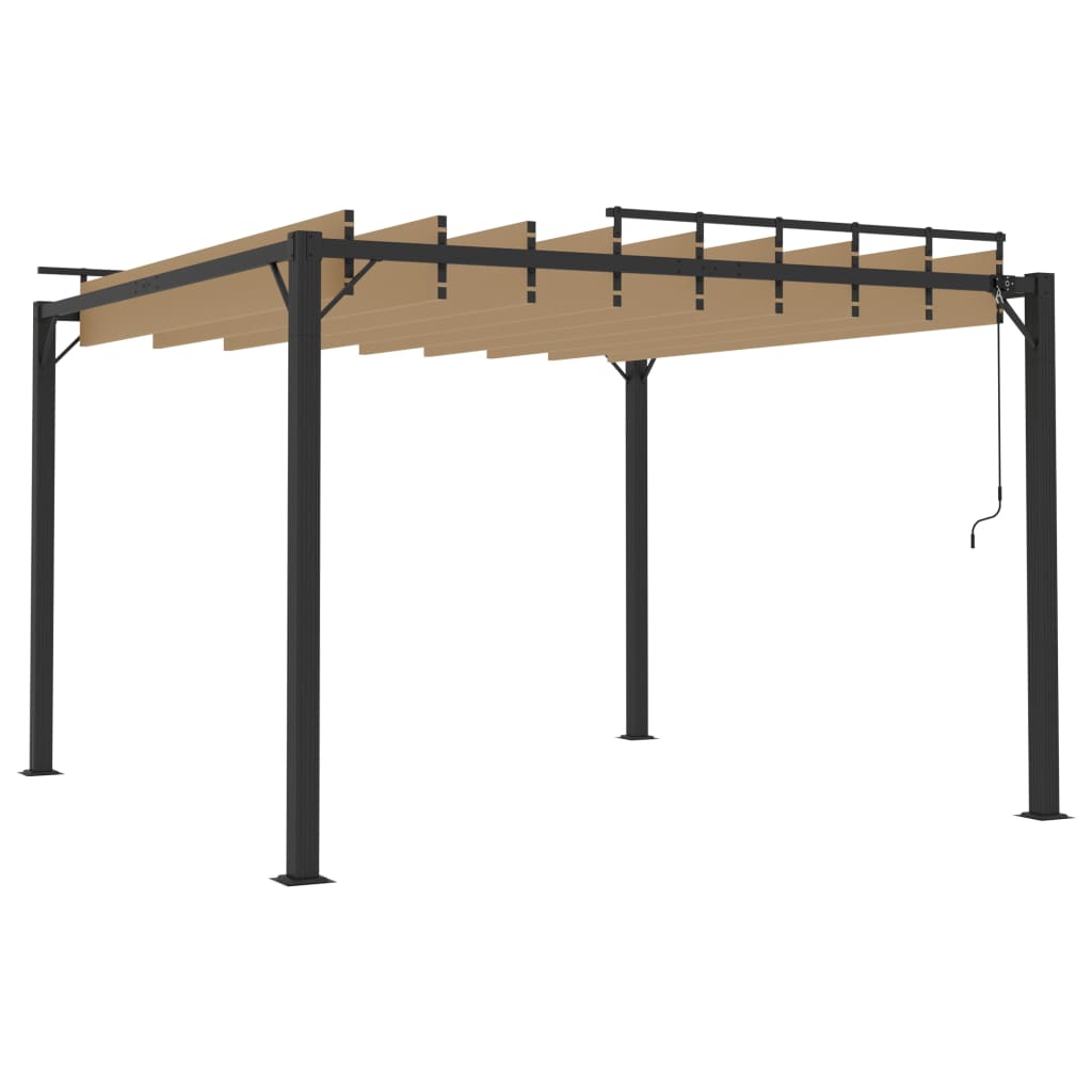 Pavilion cu acoperiș jaluzea gri taupe 3x3 m țesătură&aluminiu Lando - Lando