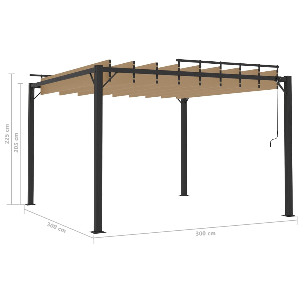 Pavilion cu acoperiș jaluzea gri taupe 3x3 m țesătură&aluminiu Lando - Lando