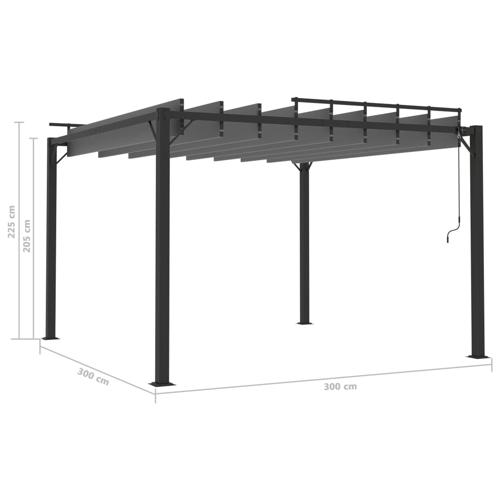 Pavilion cu acoperiș jaluzea antracit 3x3 m țesătură&aluminiu Lando - Lando