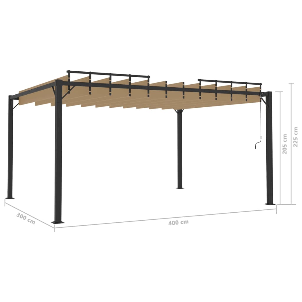 Pavilion cu acoperiș jaluzea gri taupe 3x4 m țesătură&aluminiu Lando - Lando