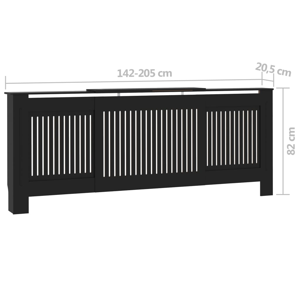 Mască pentru calorifer, negru, 205 cm, MDF - Lando