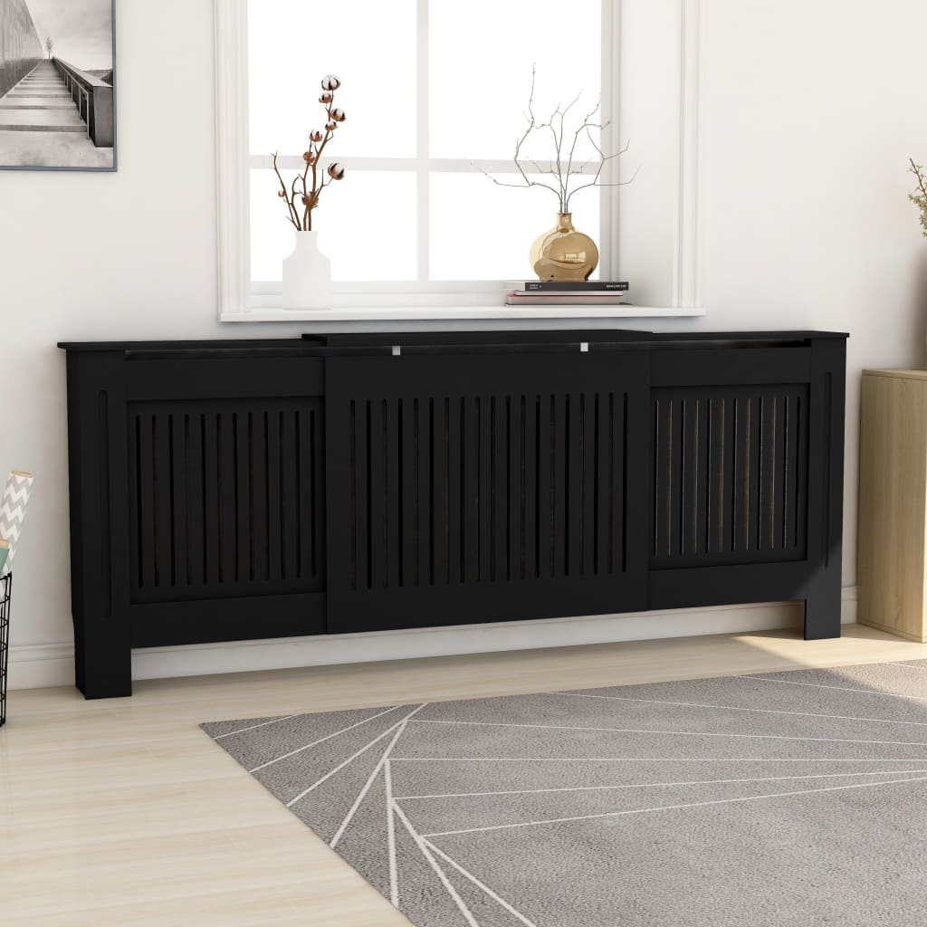 Mască pentru calorifer, negru, 205 cm, MDF - Lando