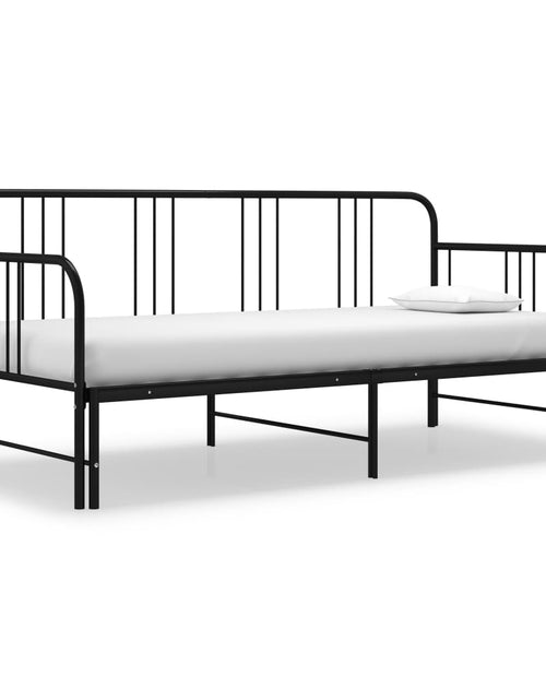 Încărcați imaginea în vizualizatorul Galerie, Cadru pat canapea extensibilă, negru, 90 x 200 cm, metal - Lando
