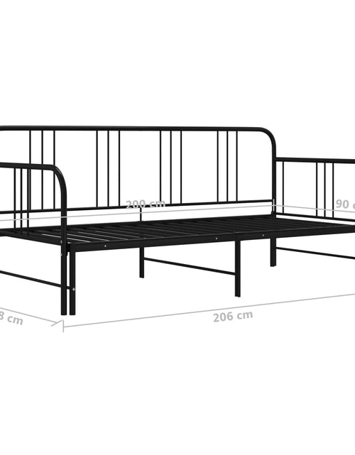 Încărcați imaginea în vizualizatorul Galerie, Cadru pat canapea extensibilă, negru, 90 x 200 cm, metal - Lando
