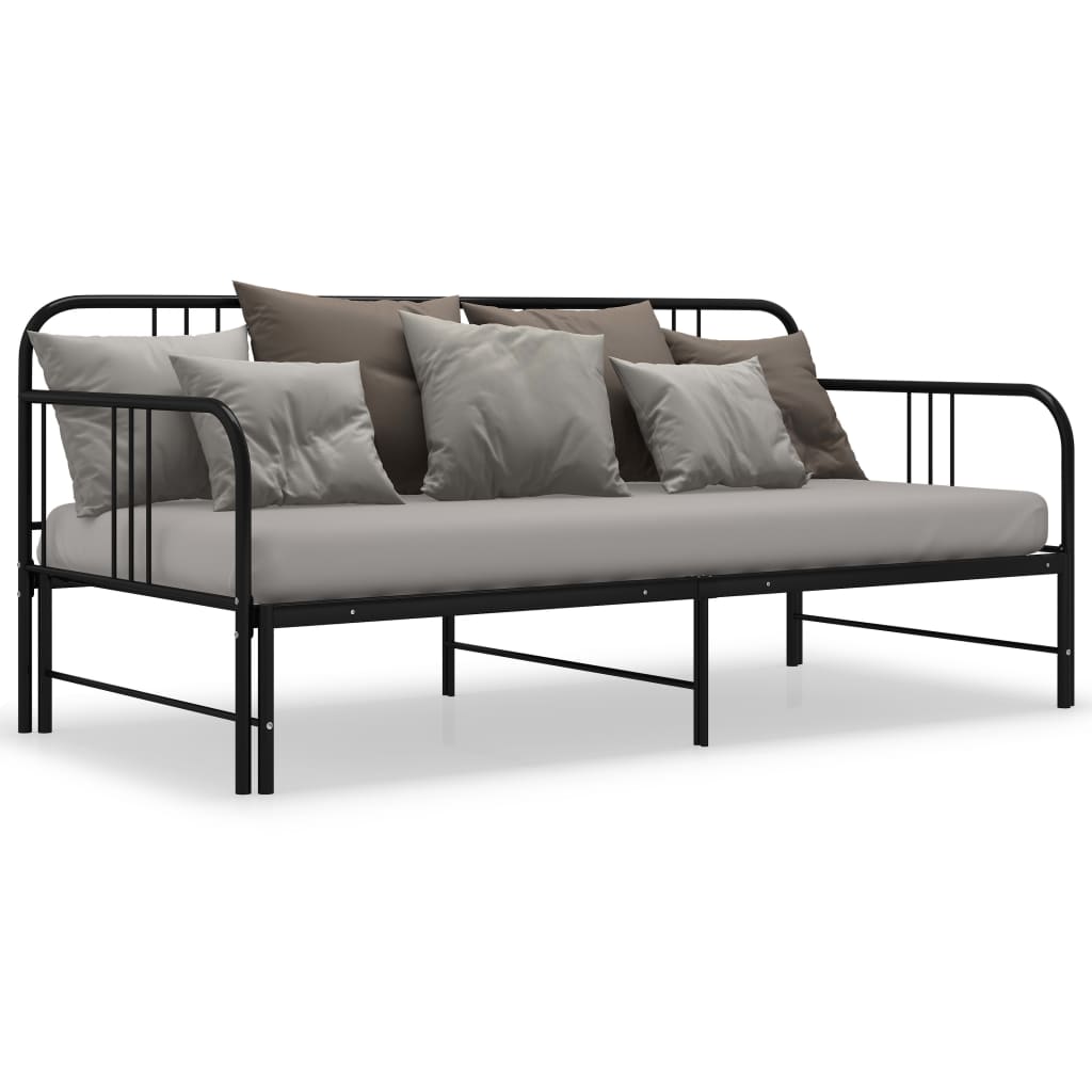 Cadru pat canapea extensibilă, negru, 90 x 200 cm, metal - Lando