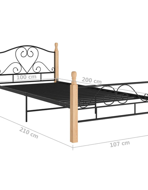 Загрузите изображение в средство просмотра галереи, Cadru de pat, negru, 100x200 cm, metal - Lando
