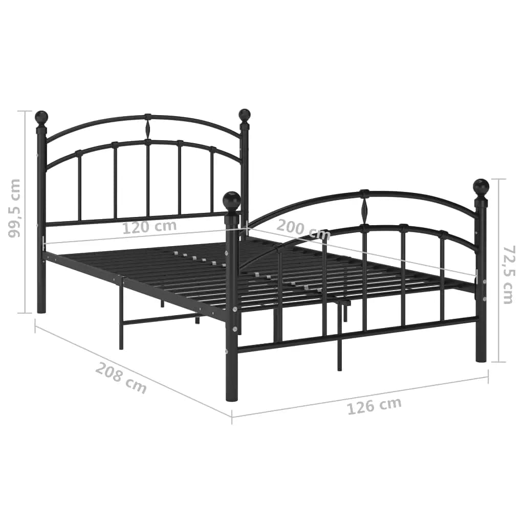 Cadru de pat, negru, 120x200 cm, metal - Lando
