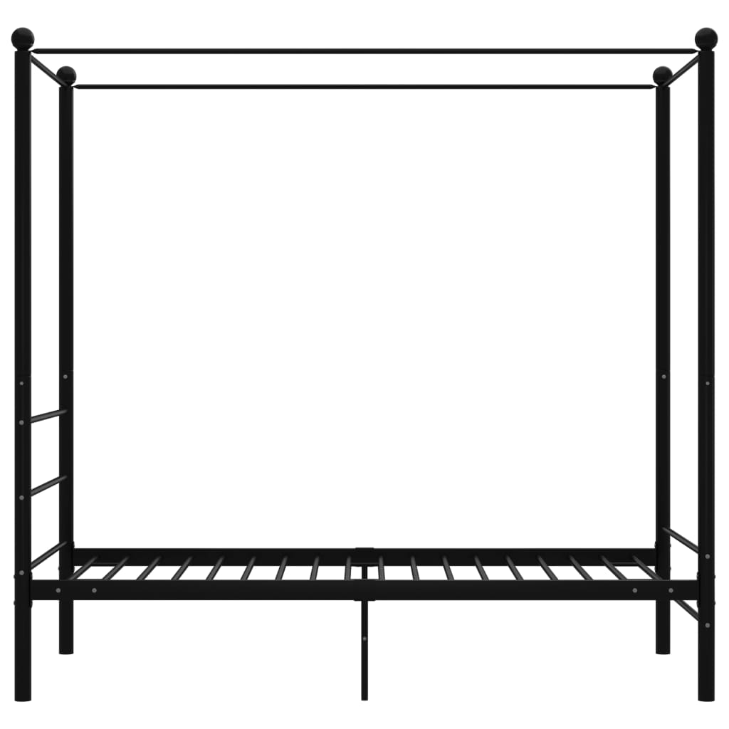 Cadru de pat cu baldachin, negru, 90x200 cm, metal - Lando