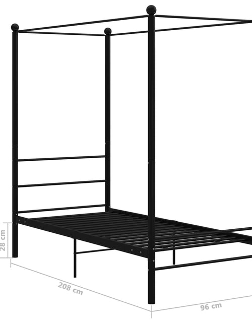 Încărcați imaginea în vizualizatorul Galerie, Cadru de pat cu baldachin, negru, 90x200 cm, metal - Lando
