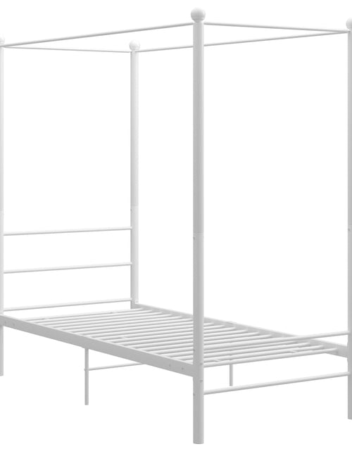 Încărcați imaginea în vizualizatorul Galerie, Cadru de pat cu baldachin, alb, 90x200 cm, metal - Lando
