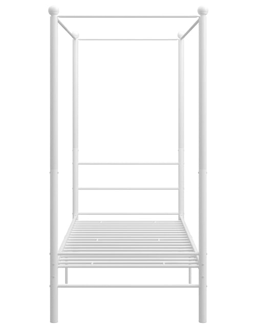 Încărcați imaginea în vizualizatorul Galerie, Cadru de pat cu baldachin, alb, 90x200 cm, metal - Lando

