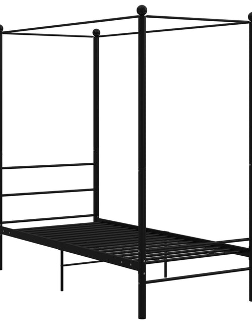 Încărcați imaginea în vizualizatorul Galerie, Cadru de pat cu baldachin, negru, 100x200 cm, metal - Lando
