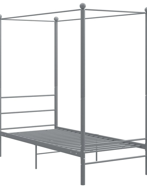 Încărcați imaginea în vizualizatorul Galerie, Cadru de pat cu baldachin, gri, 100x200 cm, metal - Lando
