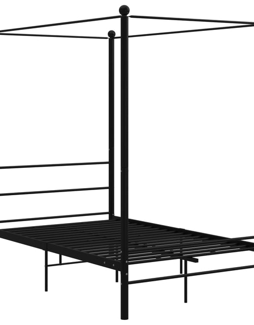Încărcați imaginea în vizualizatorul Galerie, Cadru de pat cu baldachin, negru, 120x200 cm, metal - Lando

