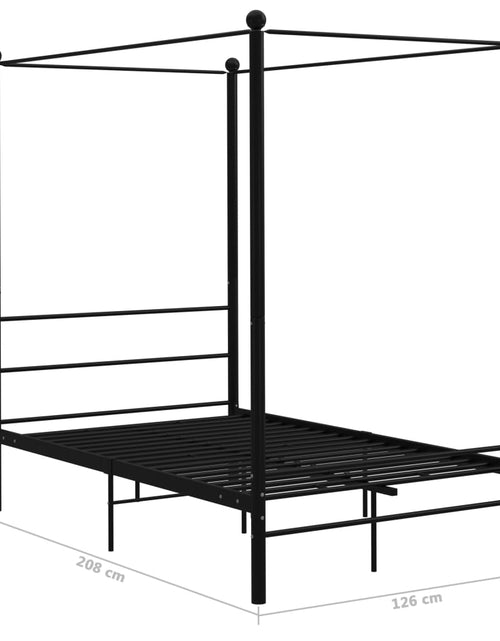Încărcați imaginea în vizualizatorul Galerie, Cadru de pat cu baldachin, negru, 120x200 cm, metal - Lando
