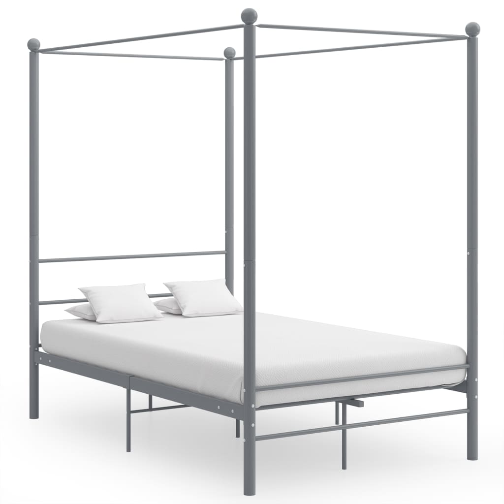 Cadru de pat cu baldachin, gri, 120x200 cm, metal - Lando