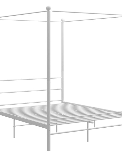 Încărcați imaginea în vizualizatorul Galerie, Cadru de pat cu baldachin, alb, 160x200 cm, metal - Lando
