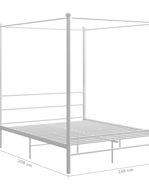 Загрузите изображение в средство просмотра галереи, Cadru de pat cu baldachin, alb, 160x200 cm, metal - Lando
