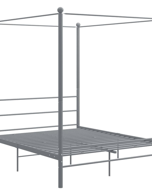 Încărcați imaginea în vizualizatorul Galerie, Cadru de pat cu baldachin, gri, 160x200 cm, metal - Lando
