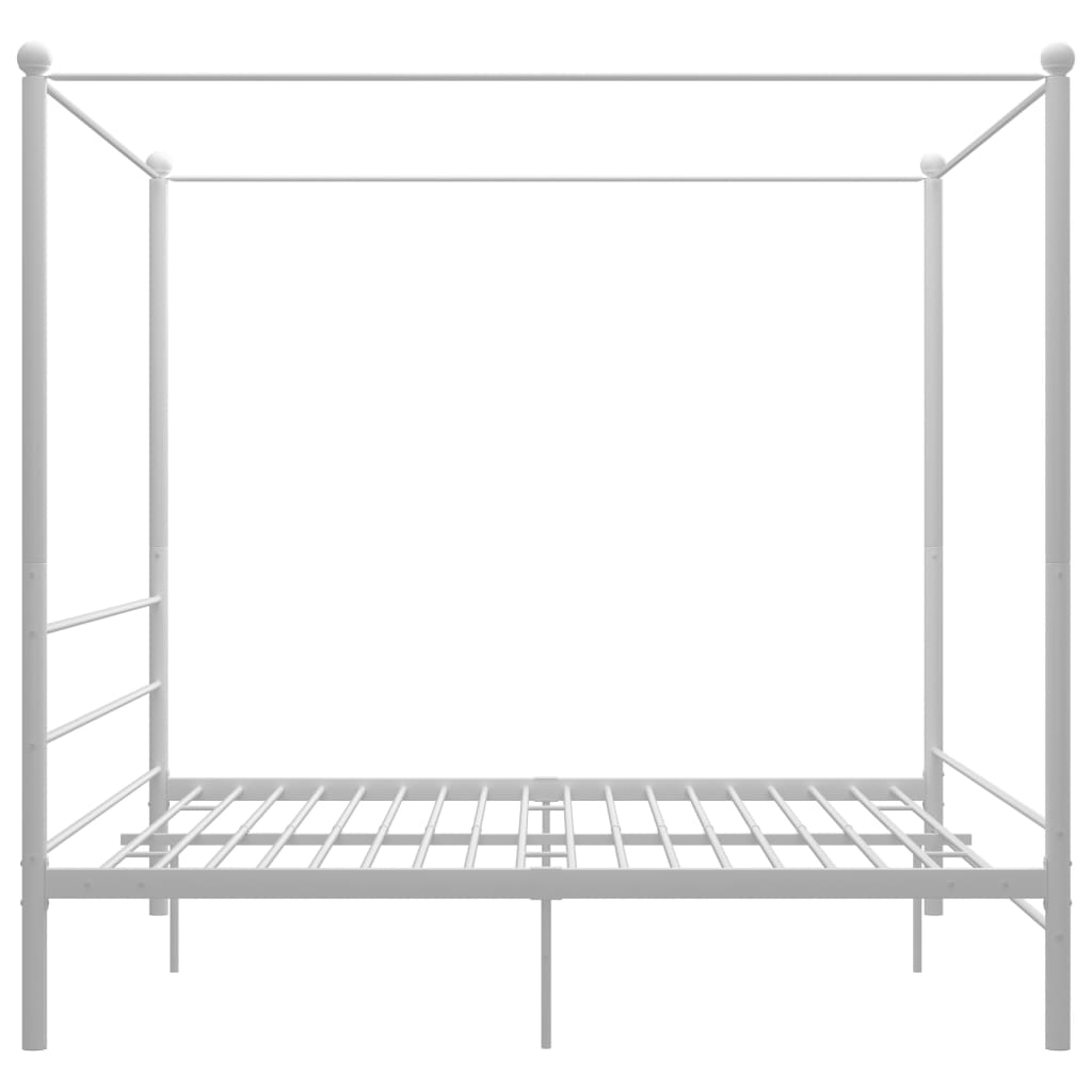Cadru de pat cu baldachin, alb, 180x200 cm, metal - Lando