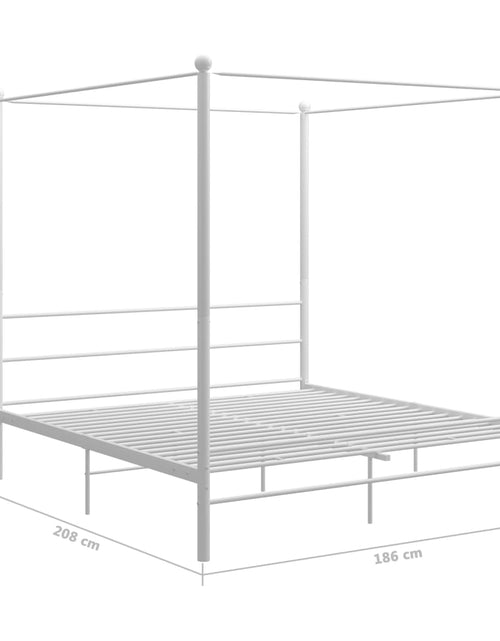 Загрузите изображение в средство просмотра галереи, Cadru de pat cu baldachin, alb, 180x200 cm, metal - Lando
