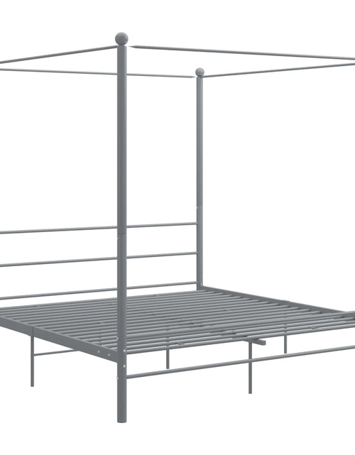 Încărcați imaginea în vizualizatorul Galerie, Cadru de pat cu baldachin, gri, 180x200 cm, metal - Lando
