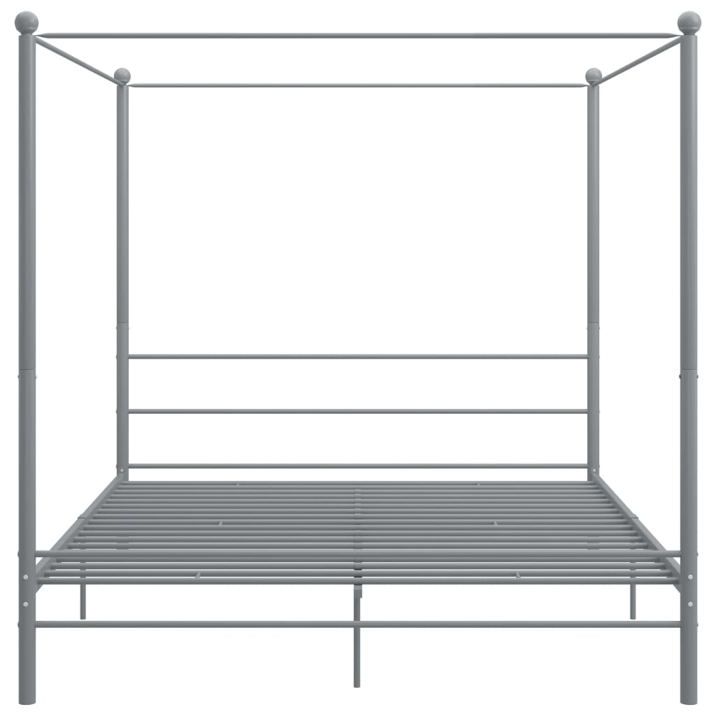 Cadru de pat cu baldachin, gri, 180x200 cm, metal - Lando