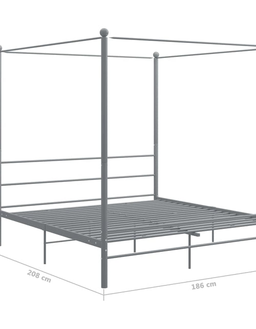 Încărcați imaginea în vizualizatorul Galerie, Cadru de pat cu baldachin, gri, 180x200 cm, metal - Lando
