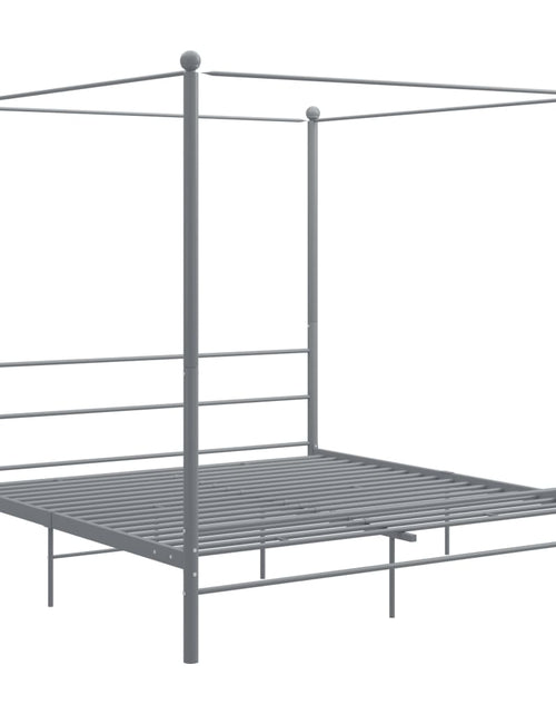 Încărcați imaginea în vizualizatorul Galerie, Cadru de pat cu baldachin, gri, 200x200 cm, metal - Lando
