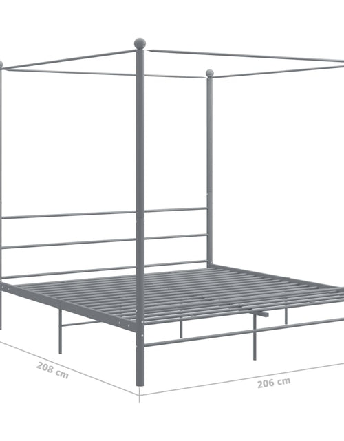 Încărcați imaginea în vizualizatorul Galerie, Cadru de pat cu baldachin, gri, 200x200 cm, metal - Lando
