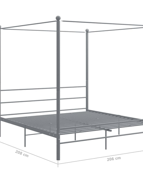 Загрузите изображение в средство просмотра галереи, Cadru de pat cu baldachin, gri, 200x200 cm, metal - Lando
