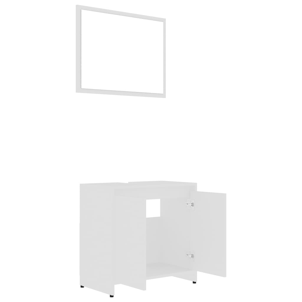 Set mobilier de baie, 4 piese, alb, lemn prelucrat - Lando