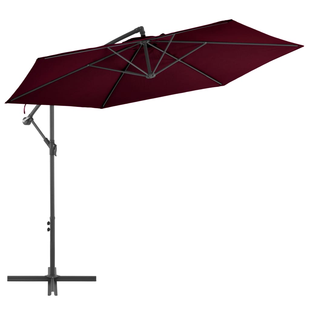 Umbrelă suspendată cu stâlp de aluminiu, roșu bordo, 300 cm Lando - Lando