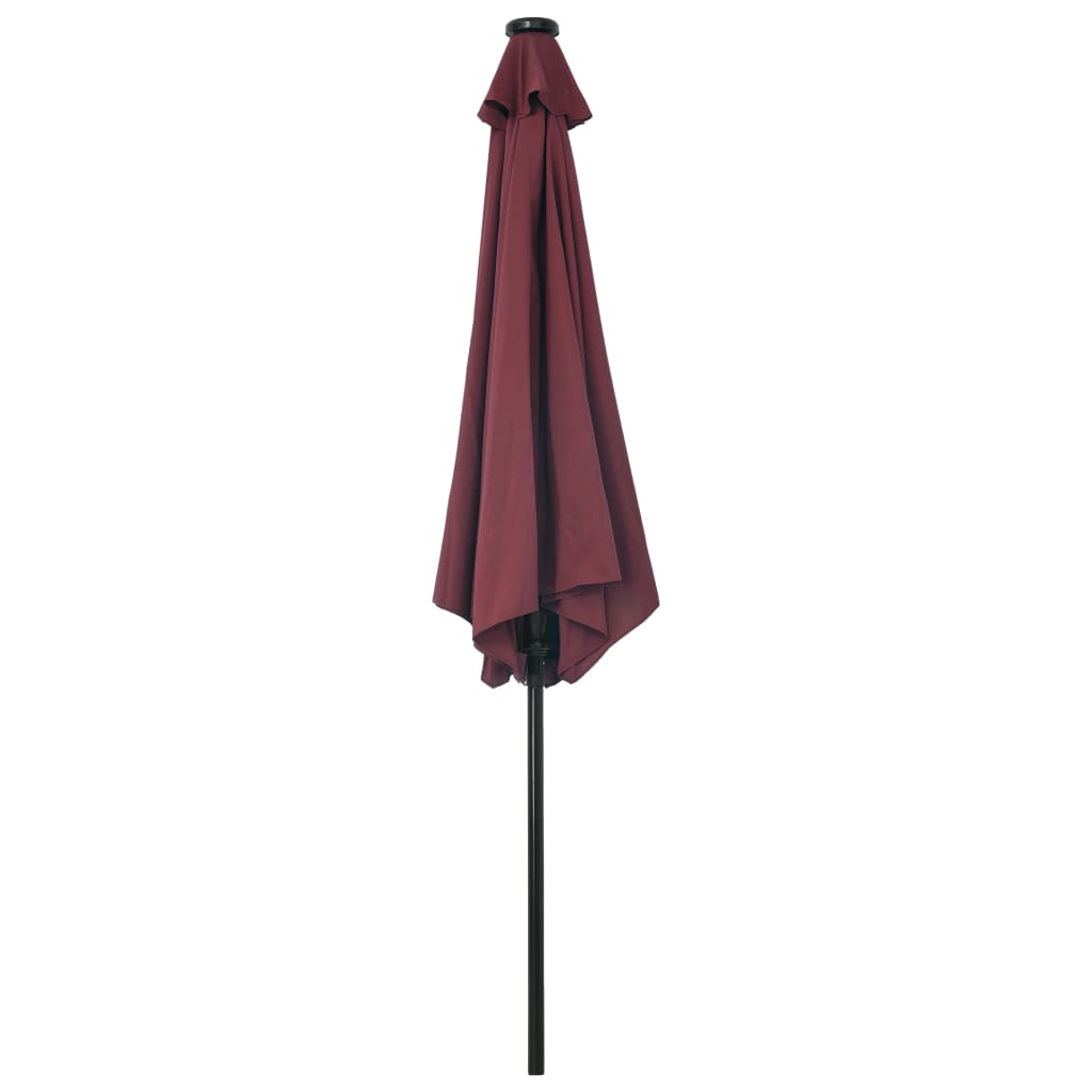 Umbrelă soare exterior, LED-uri stâlp oțel, roșu bordo, 300 cm Lando - Lando