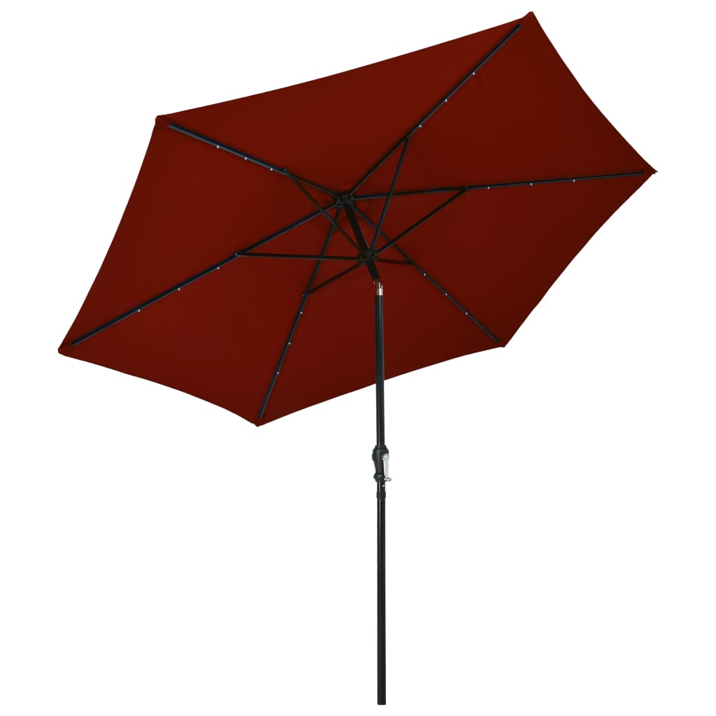 Umbrelă soare exterior, LED-uri, stâlp oțel, cărămiziu, 300 cm Lando - Lando