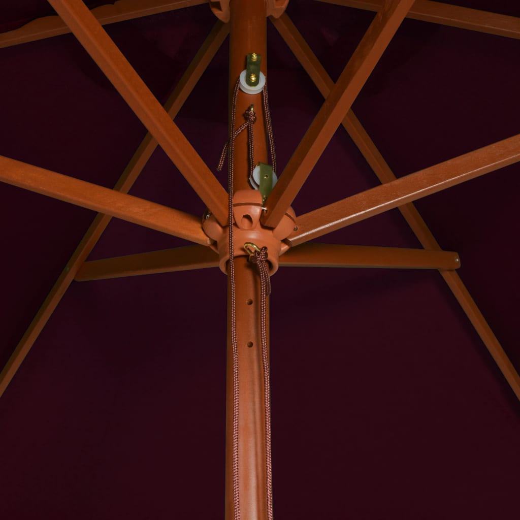 Umbrelă de soare, exterior, stâlp lemn, roșu bordo, 200x300 cm Lando - Lando