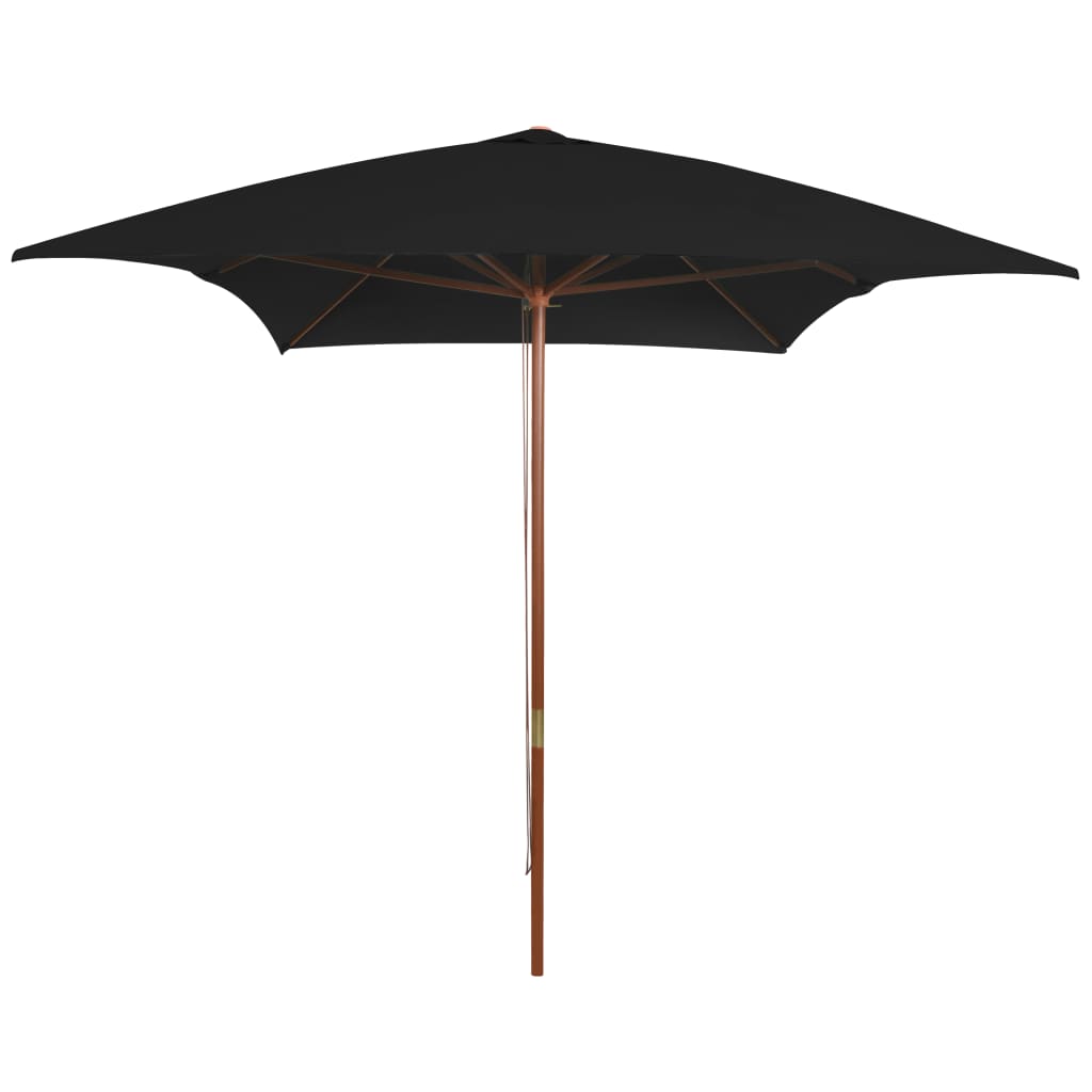 Lando-Umbrelă de soare, exterior, stâlp lemn, negru, 200x300 cm- mobila
