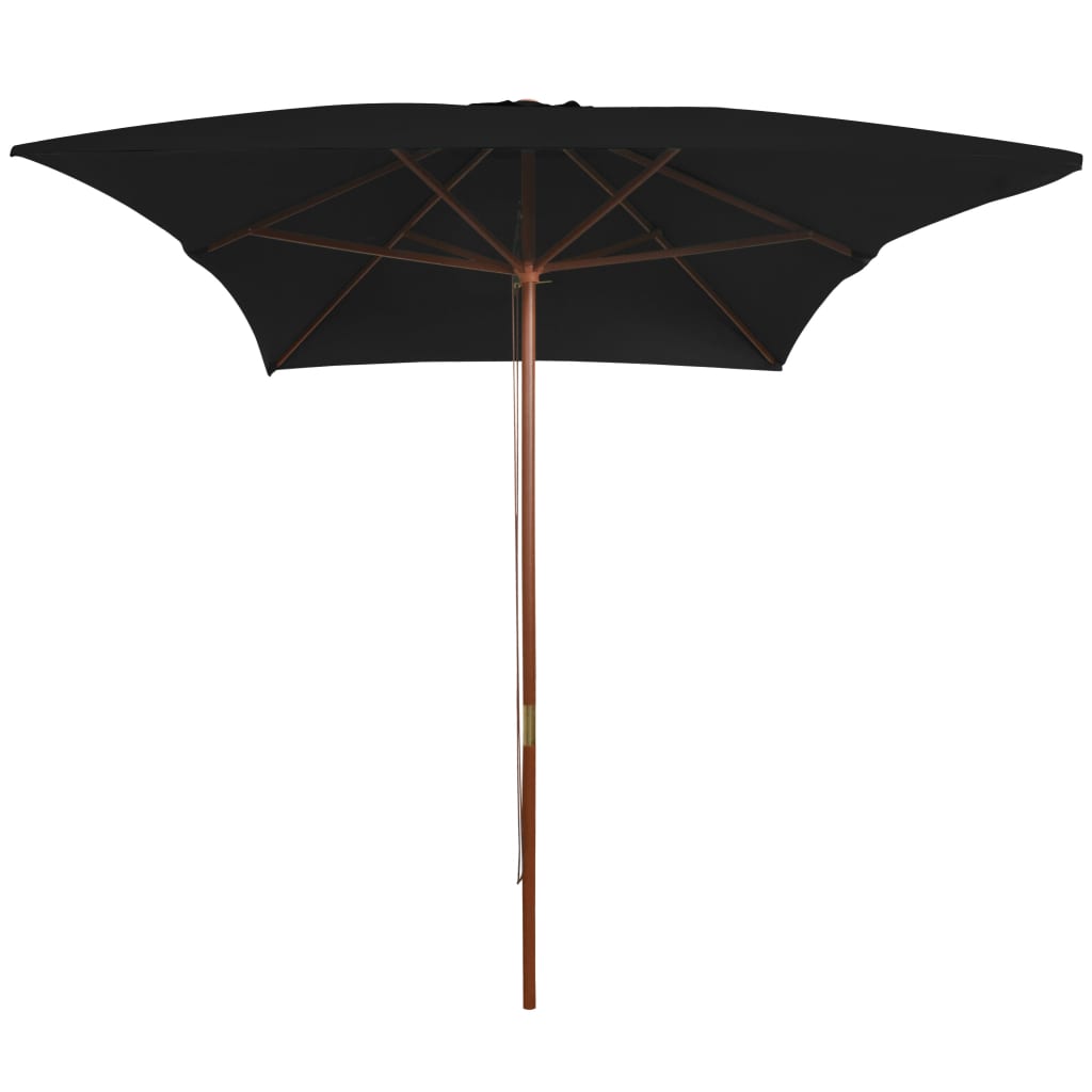 Umbrelă de soare, exterior, stâlp lemn, negru, 200x300 cm Lando - Lando