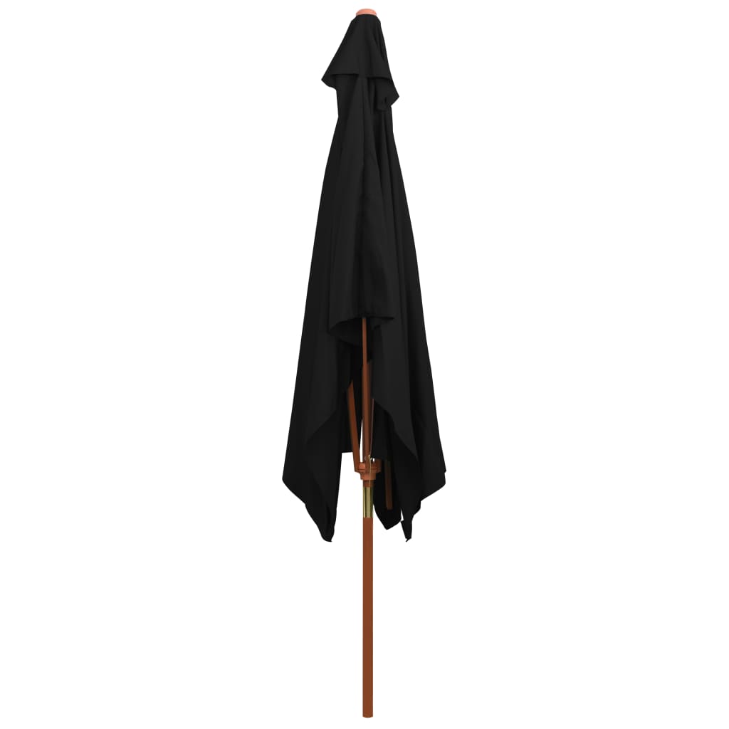 Umbrelă de soare, exterior, stâlp lemn, negru, 200x300 cm Lando - Lando